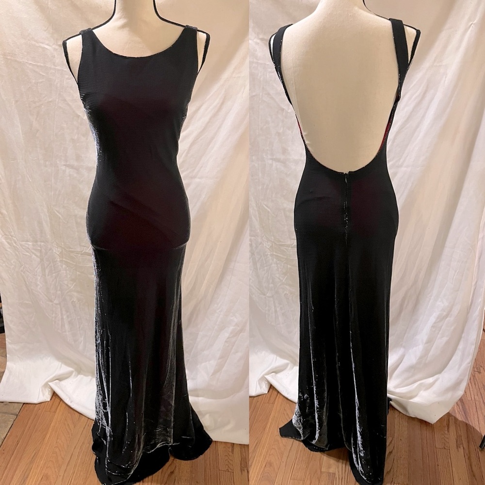 Vintage Y2K black metallic 🖤 ✨  low back gown